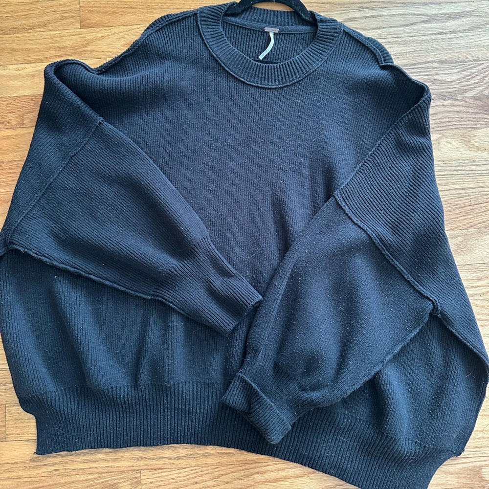 Free People Black Cowl Neck Sweater